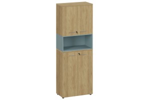 Шкаф Flex высокий составной 3 гикори/серо-голубой