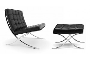 Кресло Barcelona Style Chair & Ottoman черное